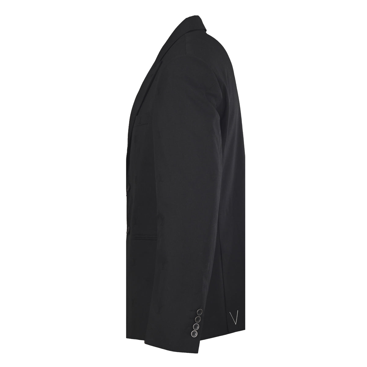 Louis Vuitton Black Tonal Monogram Jacquard Blazer, Wool Satin Two-Button Tailored Suit Jacket with Notch Lapels and Hand-Finished Cuffs
