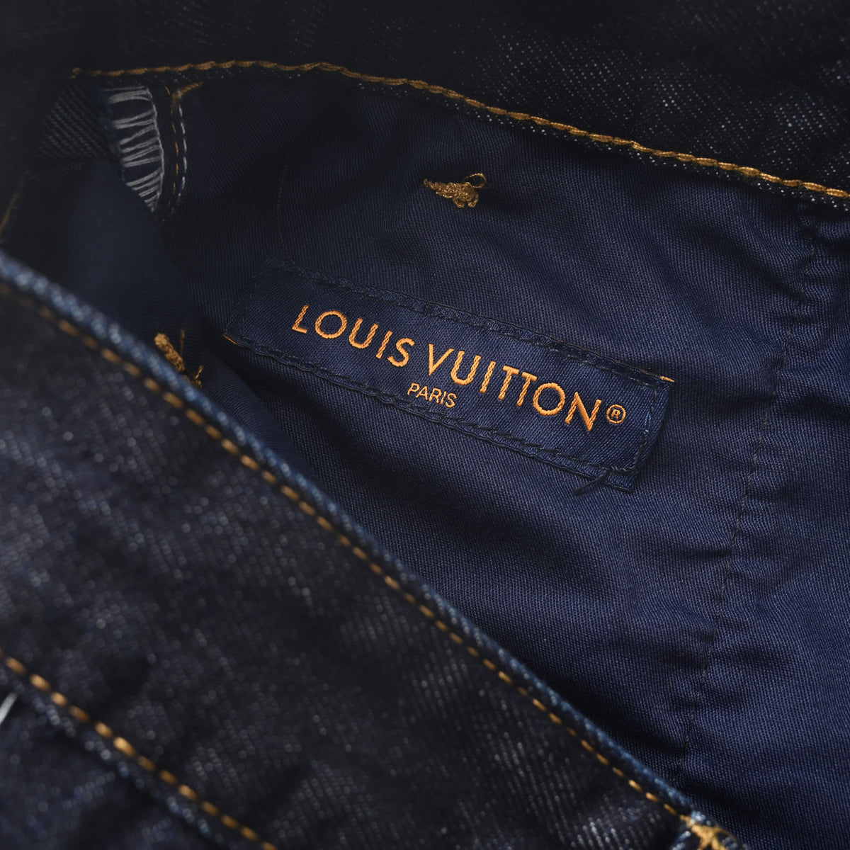 Louis Vuitton Dark Indigo Denim Shorts | Leather Logo Designer Streetwear