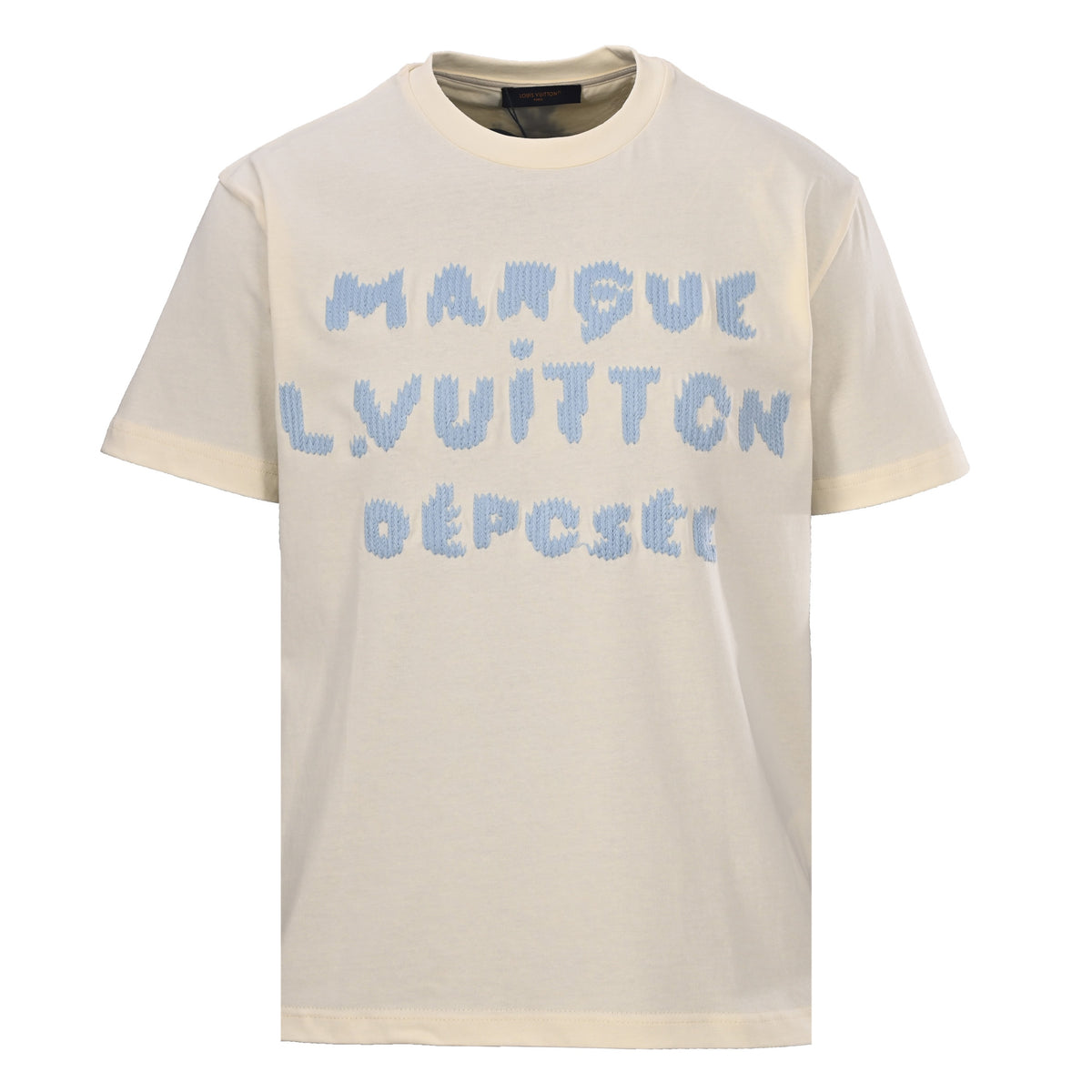 Louis Vuitton Blue Knit Embroidered Short-Sleeve T-Shirt | Designer Casual