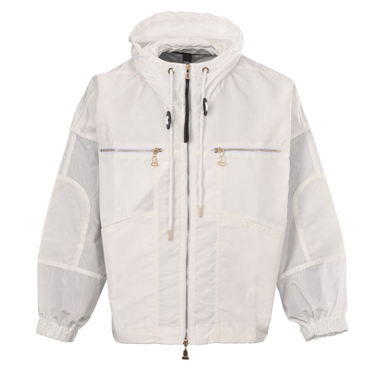 Louis Vuitton White Hooded Windbreaker Jacket, Lightweight Relaxed-Fit Zip-Up with Utility Details for Designer Streetwear