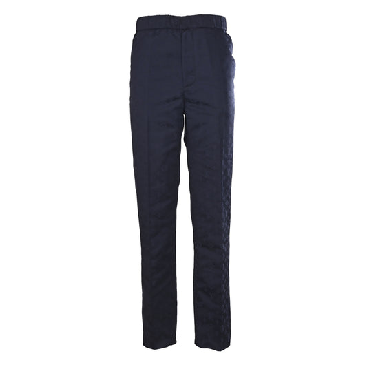 Louis Vuitton Navy Tonal Jacquard Suit Trousers, Fitted Wool Dress Pants with All-Over Woven Texture and Refined Eveningwear Styling