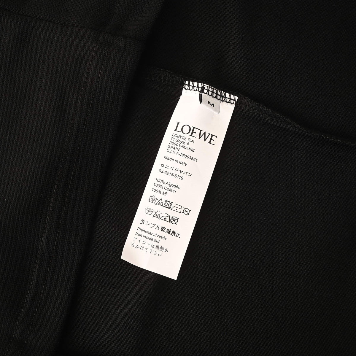 LOEWE Black Tonal Anagram Embroidered Long-Sleeve T-Shirt, Unisex Crewneck Tee with Subtle Chest Logo for Minimalist Casual Layering