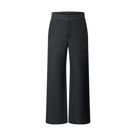 Louis Vuitton Black Front Patch Pocket Wide-Leg Trousers