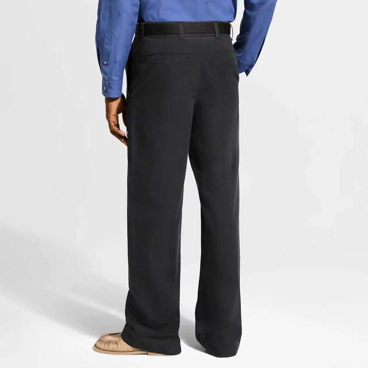 Louis Vuitton Black Front Patch Pocket Wide-Leg Trousers