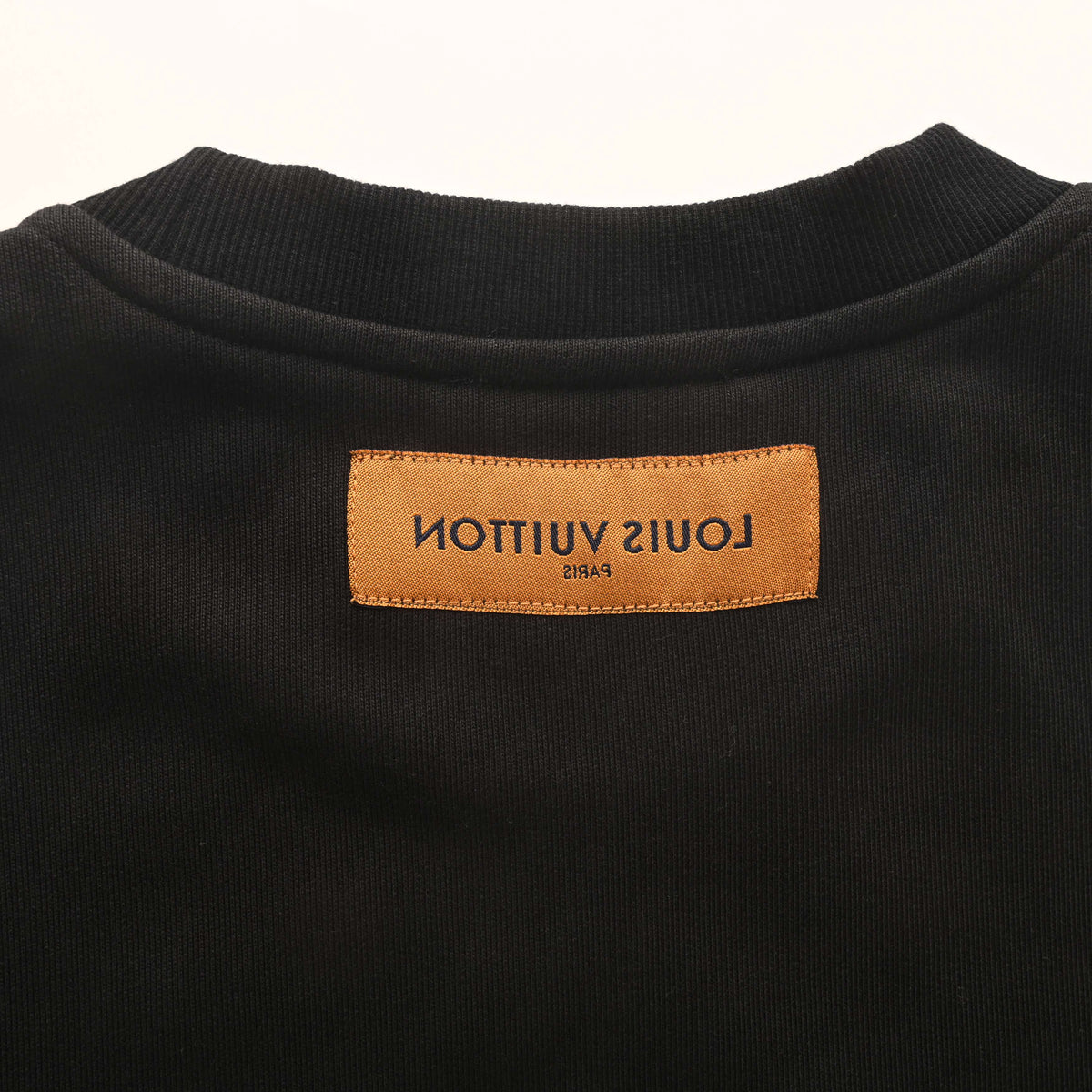 Louis Vuitton Black Beaded Logo Crewneck Sweatshirt, Unisex Relaxed-Fit Cotton French Terry Pullover with Embroidered Chest Detail and Ribbed Trims