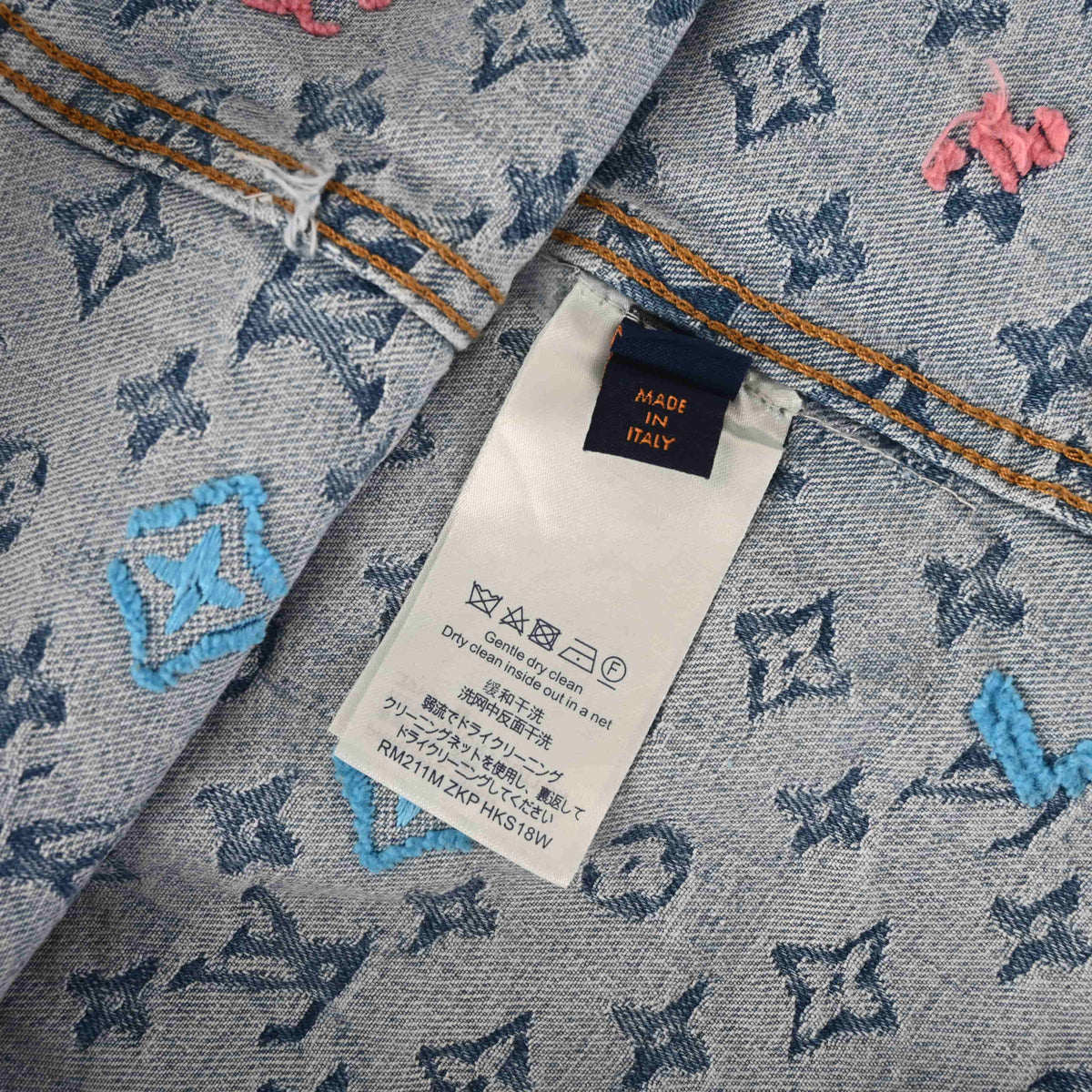 Louis Vuitton Monogram Jacquard Denim Shirt Jacket - Vintage Washed Light Blue Cotton Designer Shacket