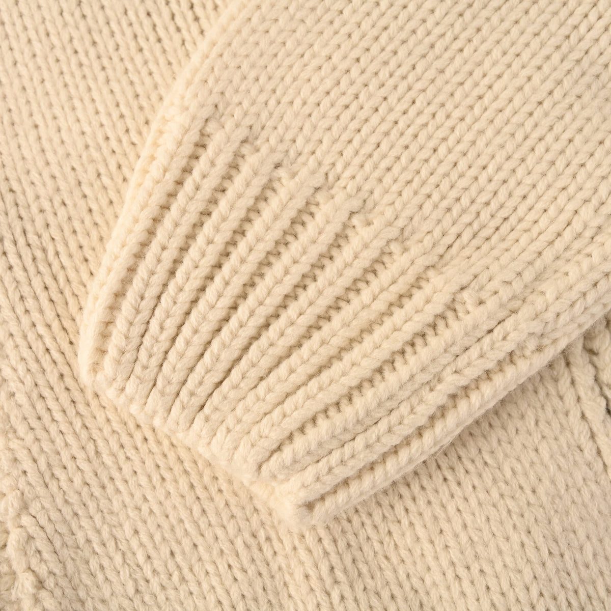 Louis Vuitton Cream Merino Wool-Blend Zip-Up Cardigan with Leather Logo Patch, Chunky Knit Sweater Jacket and Contrast Stand Collar
