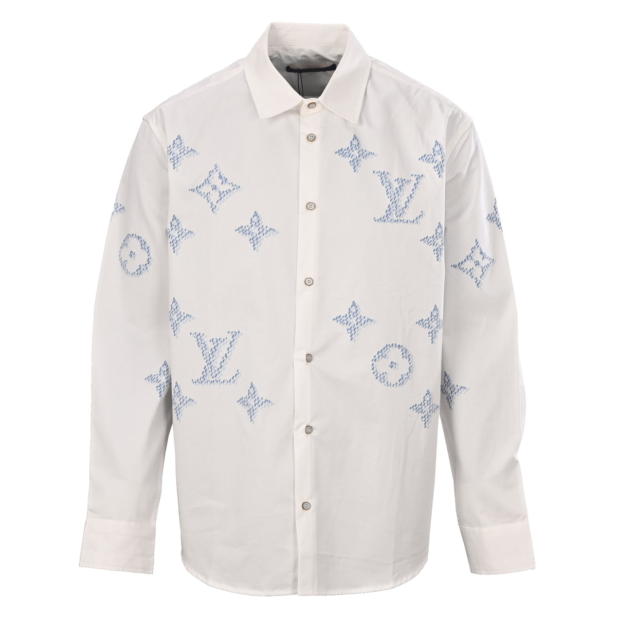 Louis Vuitton Tonal Monogram Long-Sleeve Button-Up Shirt | Luxury Designer Collared Smart Casual Evening Style