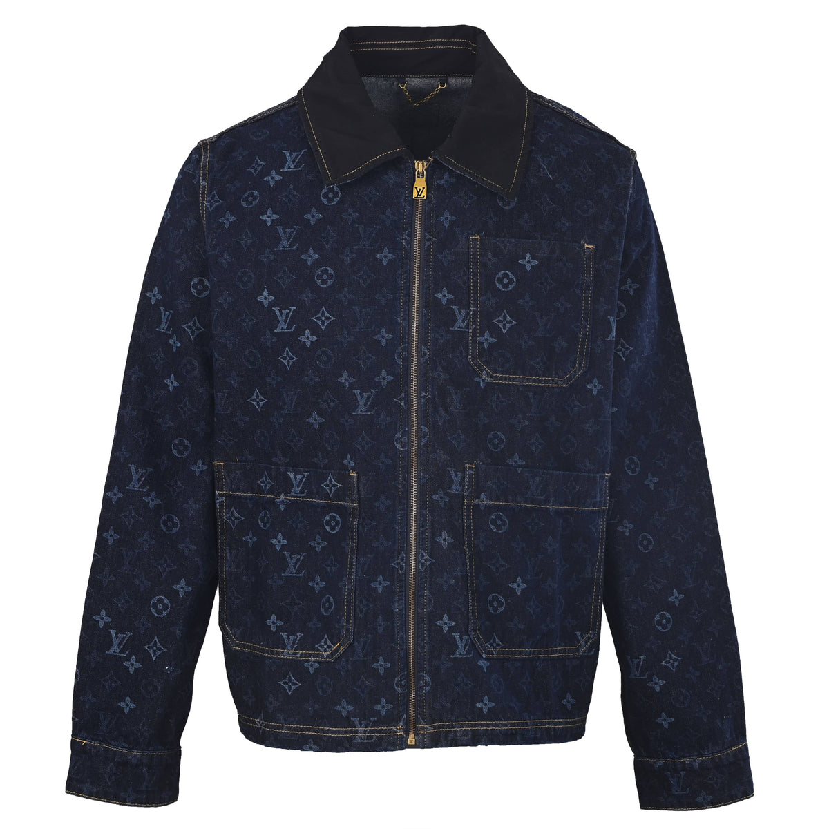 Louis Vuitton All-Over Monogram Denim Workwear Jacket | Designer Utility-Inspired Outerwear for Statement Streetwear