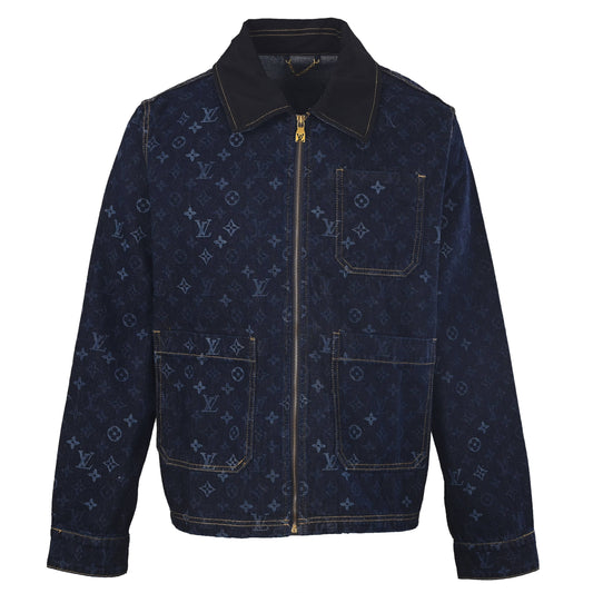 Louis Vuitton All-Over Monogram Denim Workwear Jacket | Designer Utility-Inspired Outerwear for Statement Streetwear