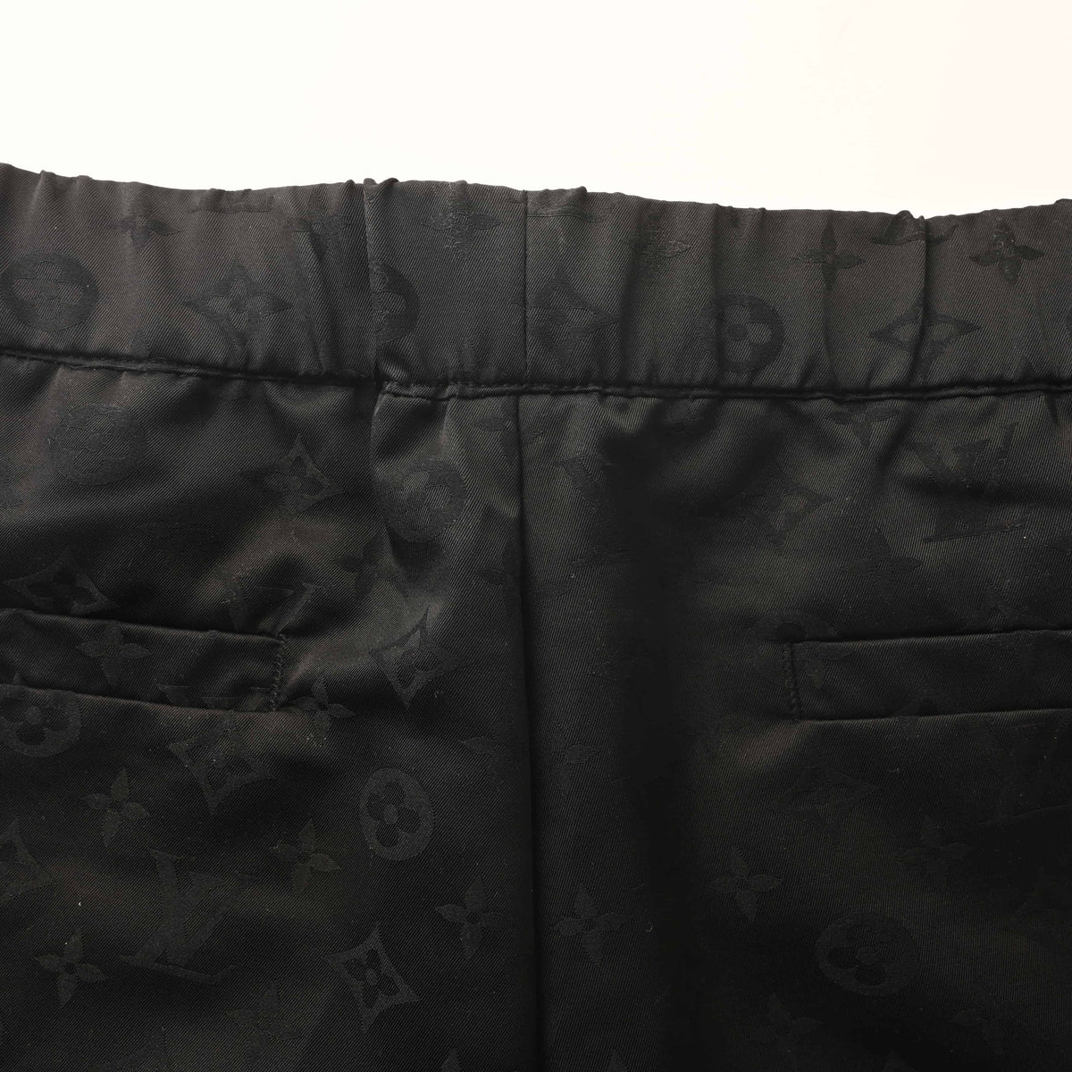 Louis Vuitton Black Tonal Jacquard Wool Dress Trousers, Tailored-Fit Suit Pants with All-Over Woven Pattern and Streamlined Formal Styling