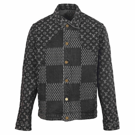 Louis Vuitton Checkerboard Monogram Panelled Denim Jacket | Long Sleeve Designer Streetwear