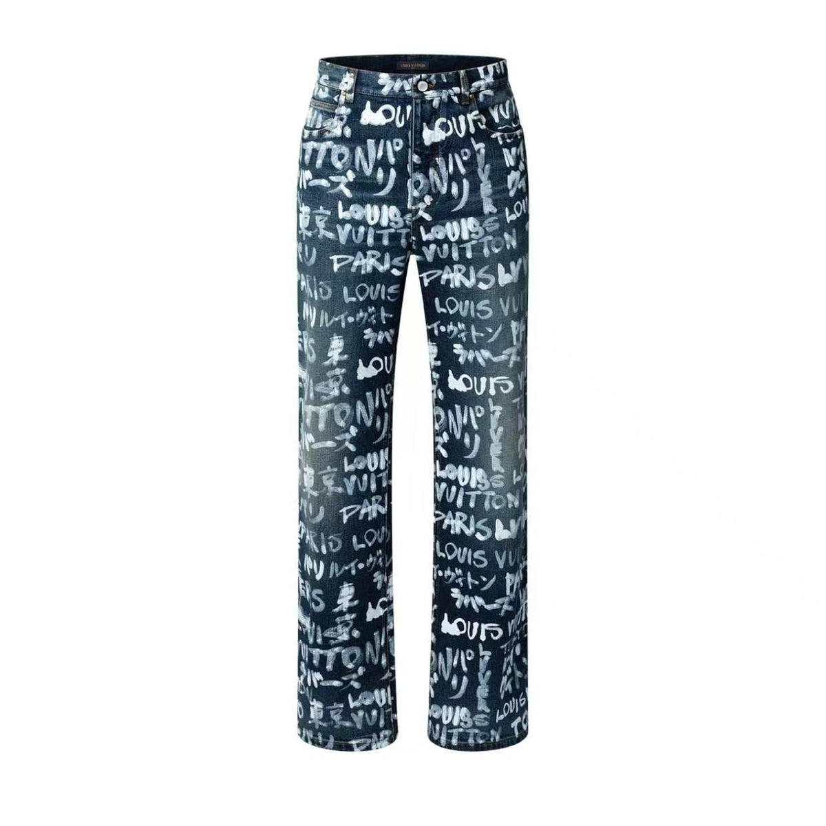 Louis Vuitton Multi-Language Graffiti Wide-Leg Jeans