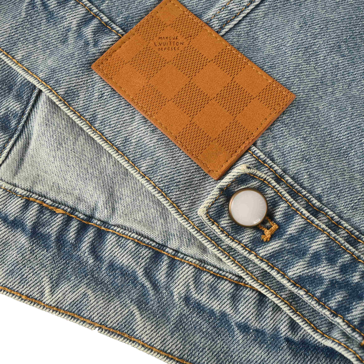 Louis Vuitton Truck Motif Denim Jacket - Faded Wash Embroidered Cotton Designer Streetwear Outerwear