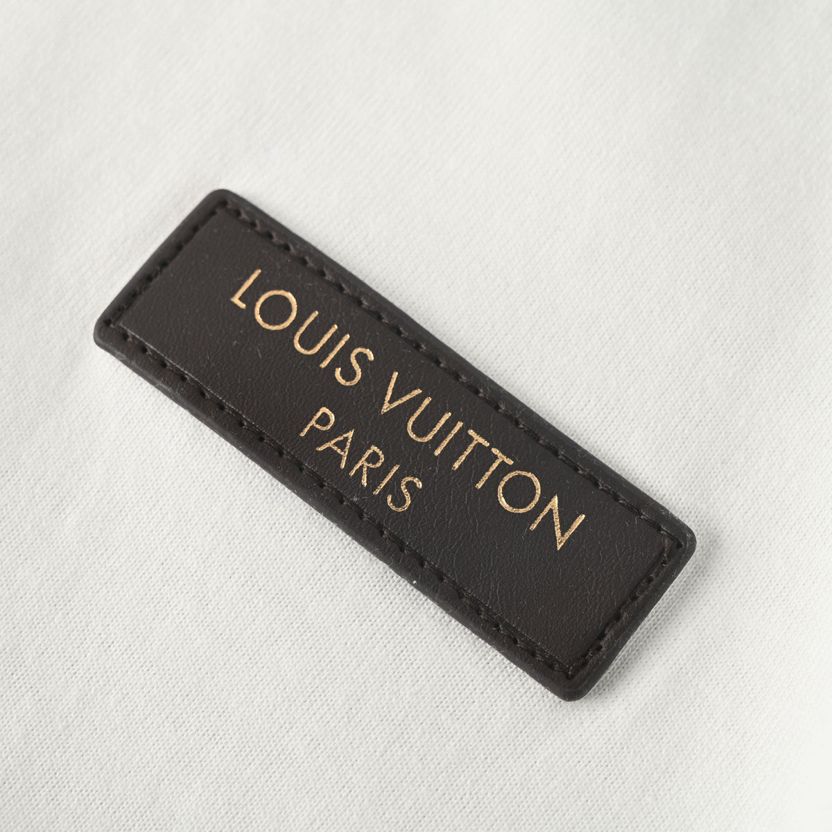 Louis Vuitton White Leather Patch T-Shirt | Minimalist Designer Crew Neck