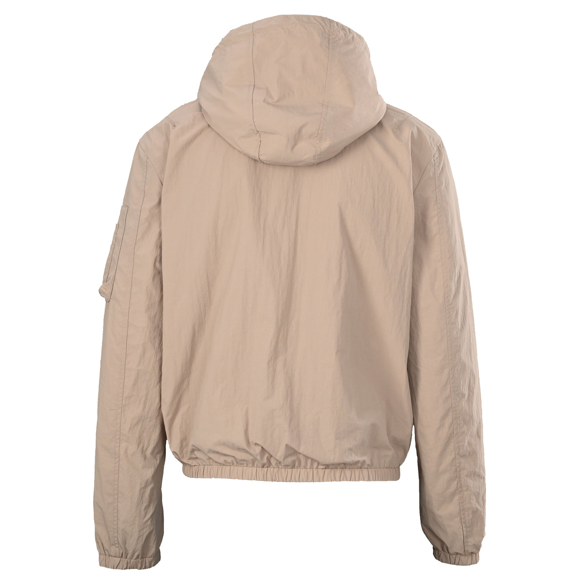 Louis Vuitton Beige Reversible Hooded Windbreaker, Crinkled Nylon Zip-Up Utility Jacket with Blue Monogram Print and Sleeve Pocket