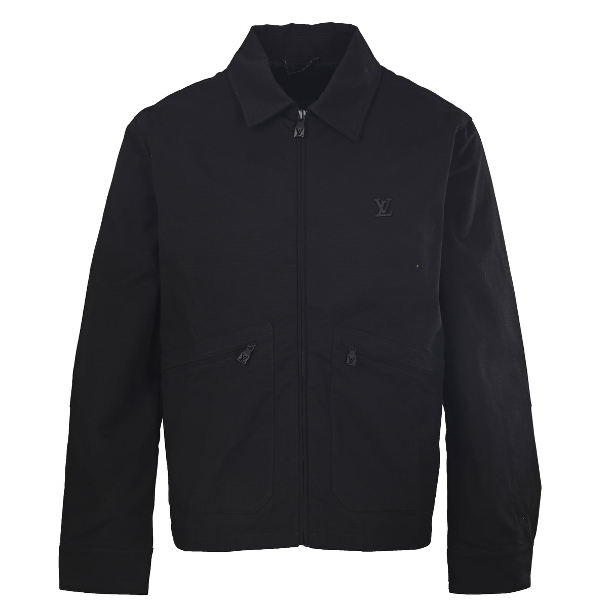 Louis Vuitton Metal Logo Workwear Jacket with Leather Sleeve Panels | Luxury Designer Utility-Inspired Streetwear