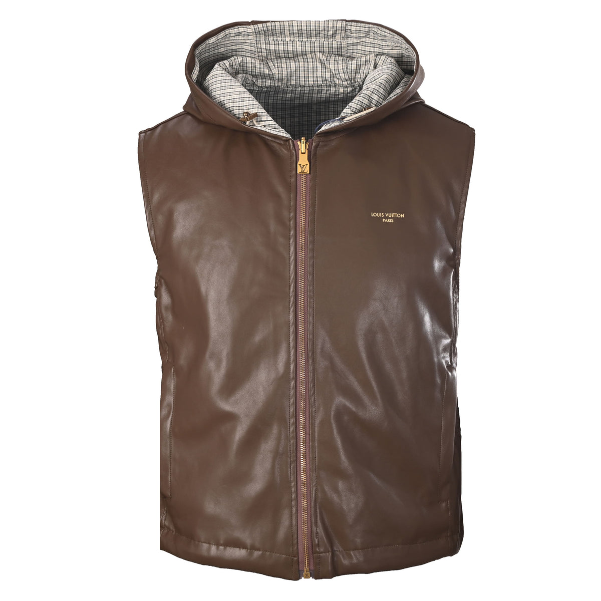 Louis Vuitton Reversible Check Leather Vest | Designer Sleeveless Jacket for Modern Layering & Statement Casual Style
