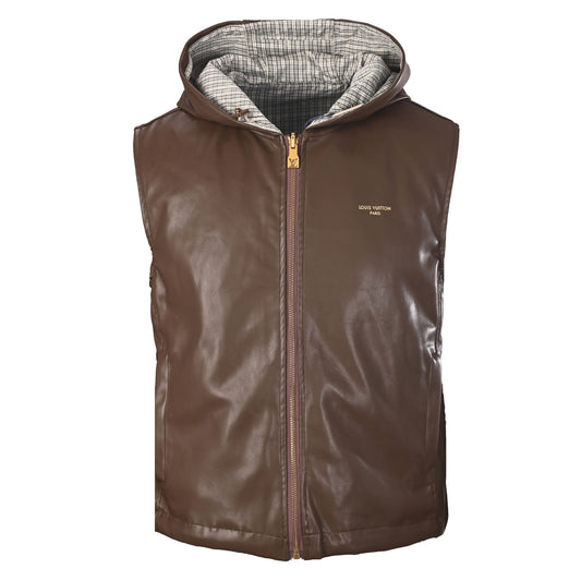 Louis Vuitton Reversible Check Leather Vest | Designer Sleeveless Jacket for Modern Layering & Statement Casual Style