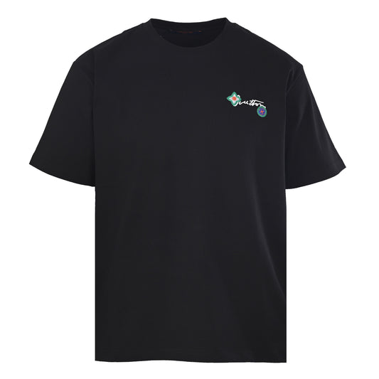 Louis Vuitton Floral Letter Embroidered T-Shirt | Luxury Casual Style