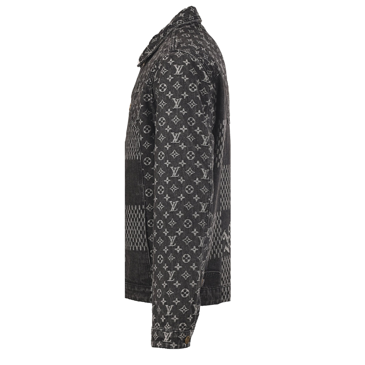 Louis Vuitton Checkerboard Monogram Panelled Denim Jacket | Long Sleeve Designer Streetwear