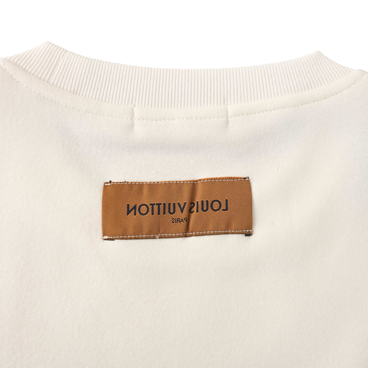 Louis Vuitton White Snow School Emblem Crewneck Sweatshirt, Oversized Unisex Cotton Pullover with Colorful Badge Puff-Print Graphics