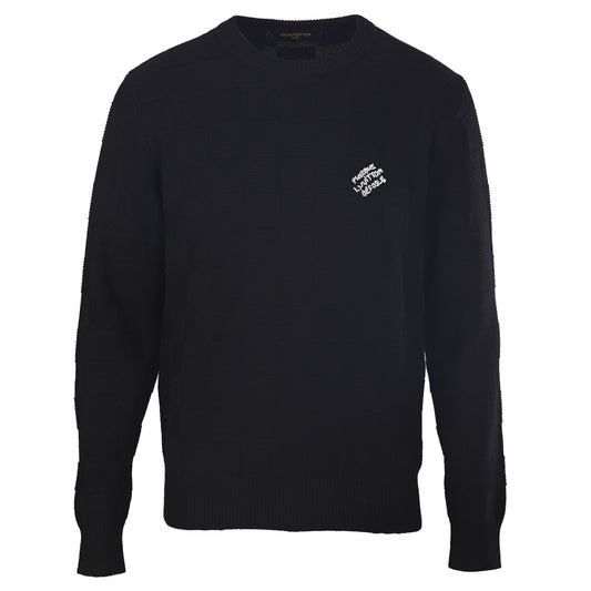 Louis Vuitton Checkerboard Beaded Embroidery Crewneck Sweater – Designer Knitwear for Elevated Streetwear