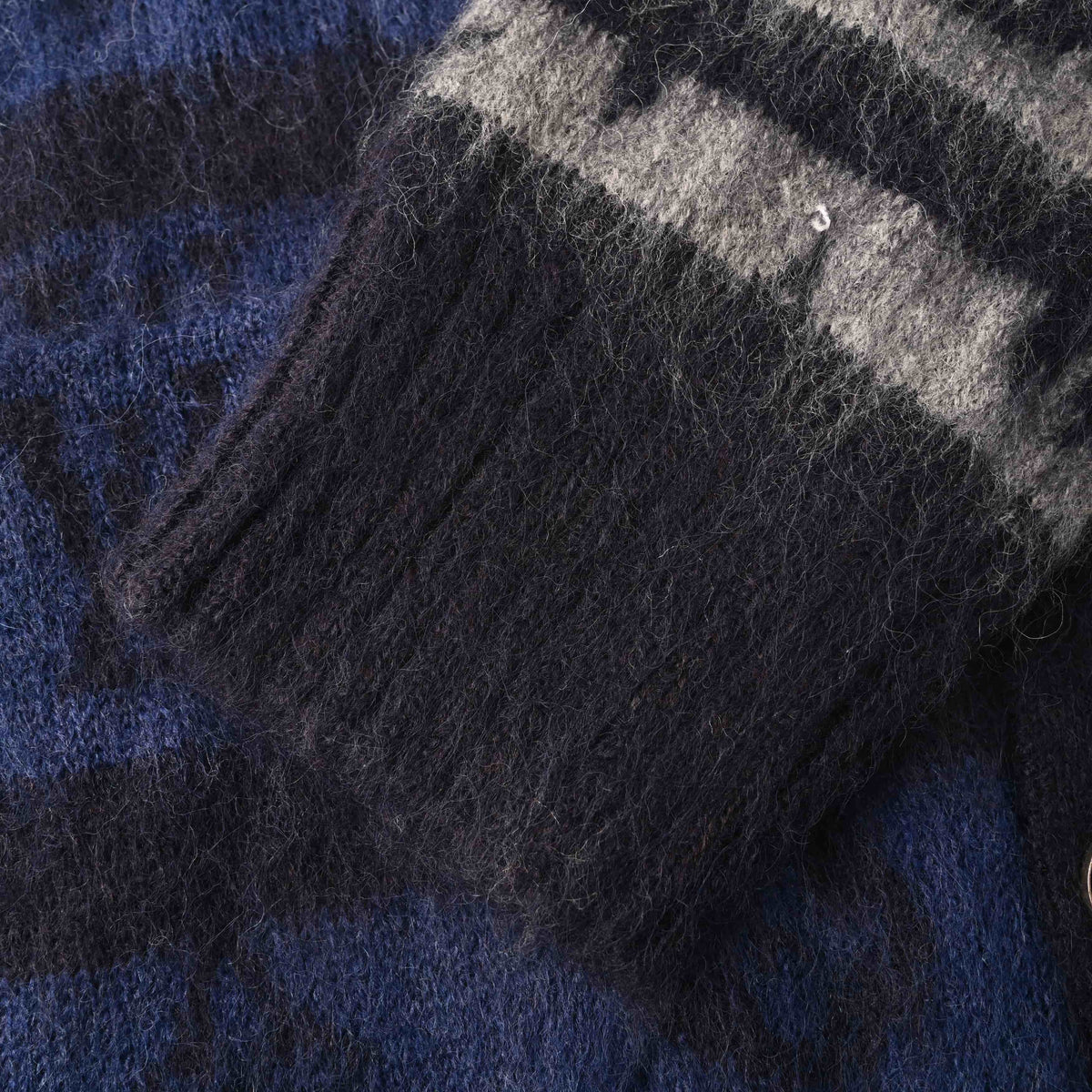 Louis Vuitton Contrast Monogram Jacquard Mohair Cardigan | Designer Knit Sweater for Statement Streetwear