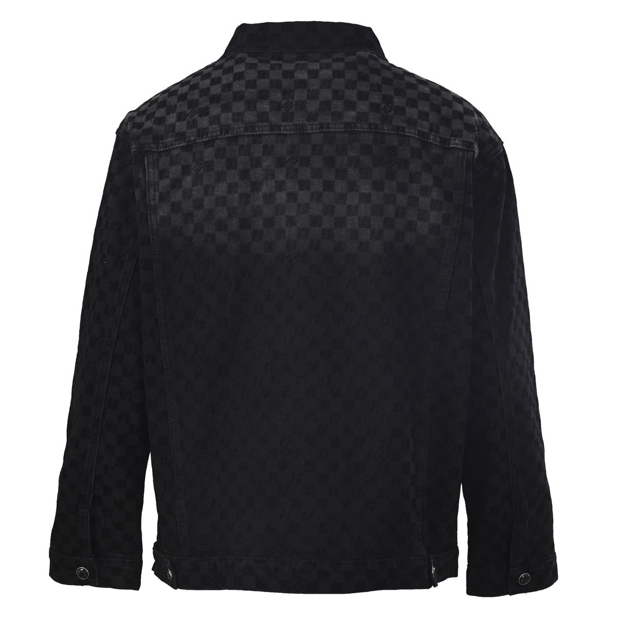 Louis Vuitton Flocked Checkerboard Denim Jacket with Mosaic Panel Detailing | Designer Statement Streetwear