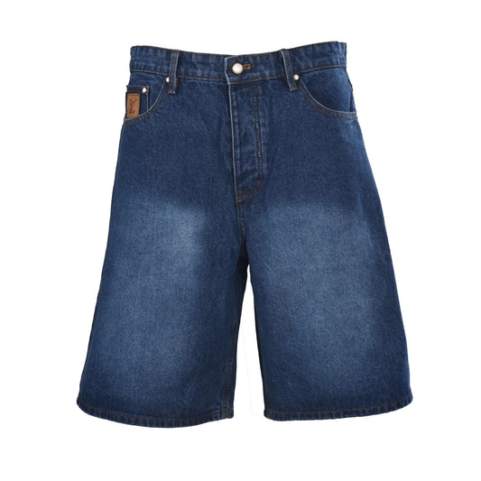 Louis Vuitton Navy Denim Shorts with Rear Logo Embroidery | Luxury Casual