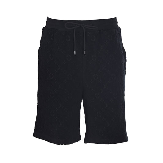 Louis Vuitton Black Flocked Embossed Loopback Shorts | Luxury Summer Casual