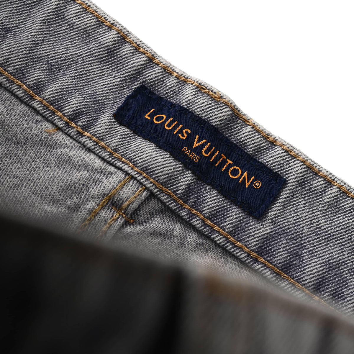 Louis Vuitton Faded Denim Jeans with Leather Patch Pocket | Casual Luxury Wear