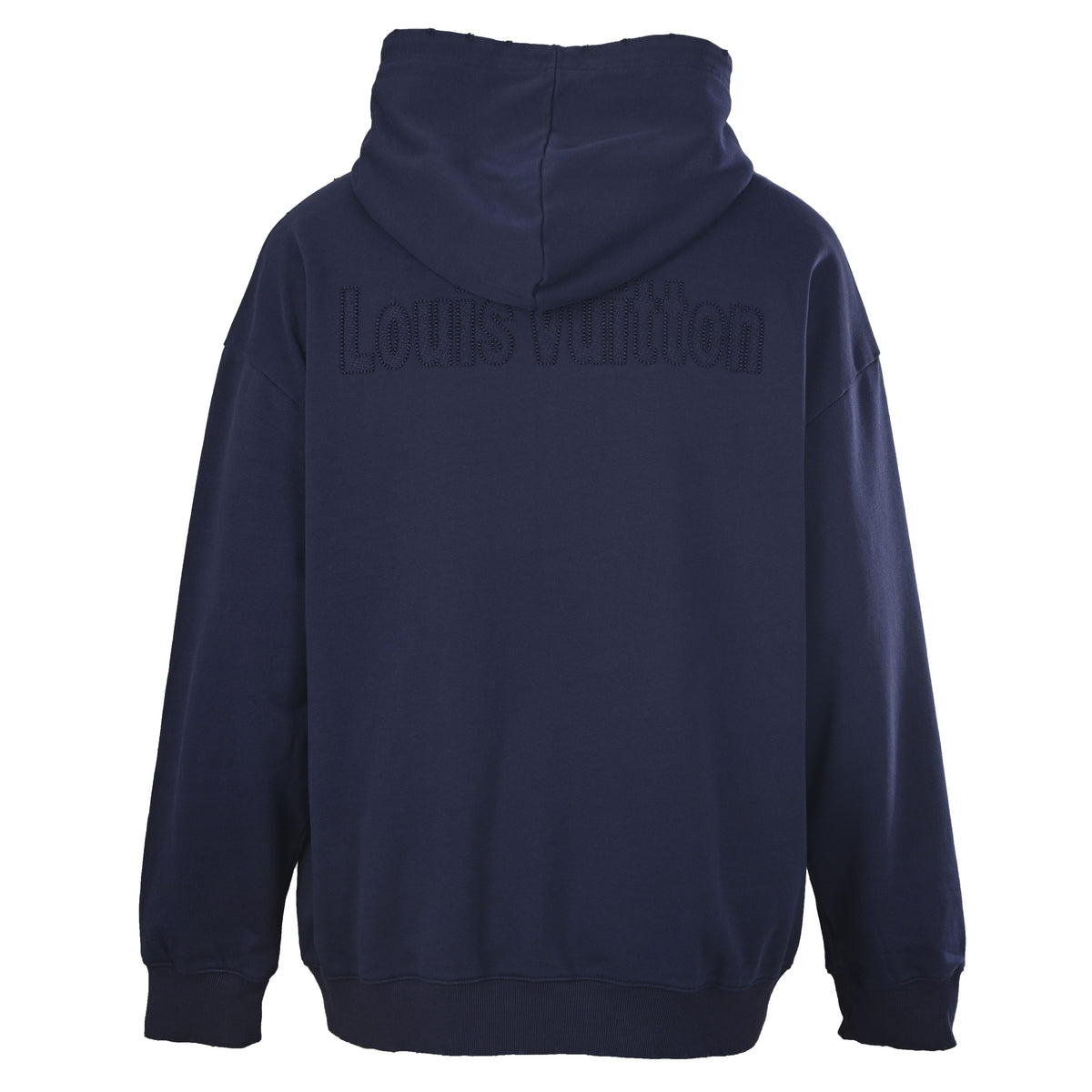 Louis Vuitton Embroidered Letter Logo Hoodie with Distressed Details | Tatami-Stitch Designer Streetwear
