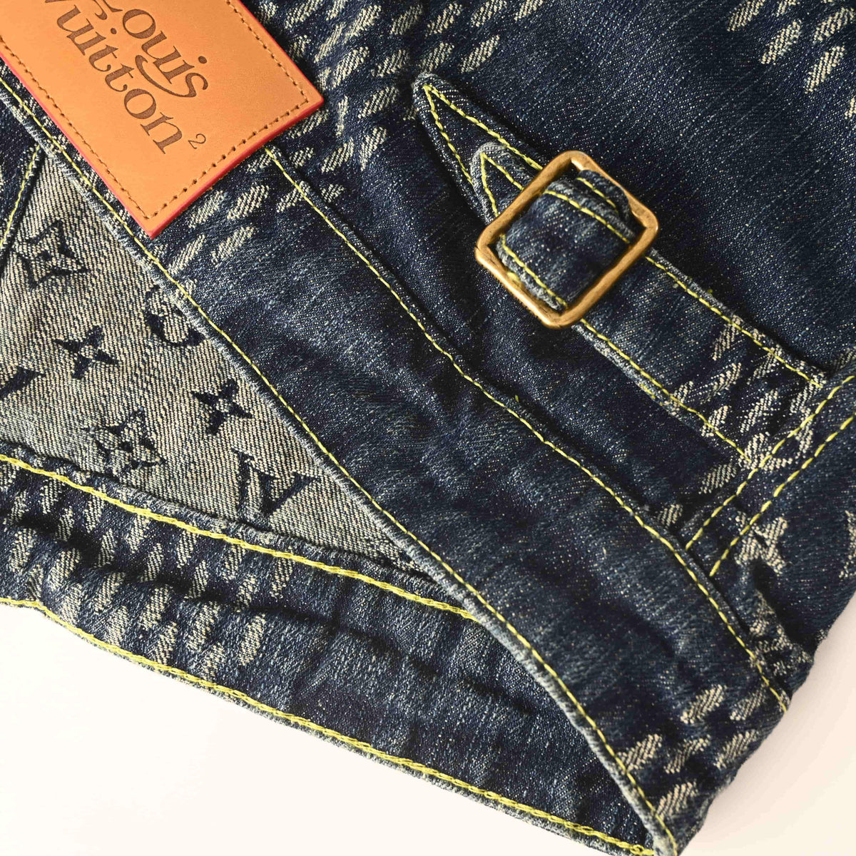 Louis Vuitton Monogram & Checkerboard Patchwork Denim Jacket | Designer Casual Streetwear Layer