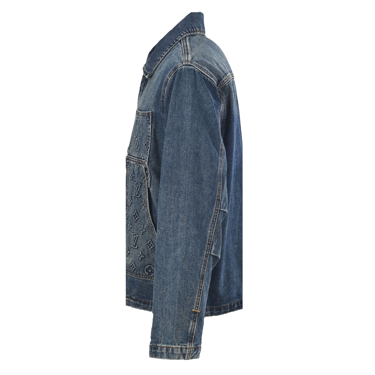 Louis Vuitton Embossed Denim Jacket | Textured Designer Jean Jacket for Casual Streetwear