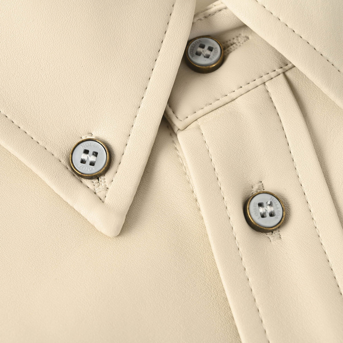 Louis Vuitton Logo Embroidered Single-Breasted Leather Jacket with Pockets | Luxury Designer Smart Casual Outerwear