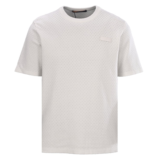 Louis Vuitton Jacquard Logo Mesh-Knit Short Sleeve T-Shirt | Textured Designer Tee for Contemporary Streetwear