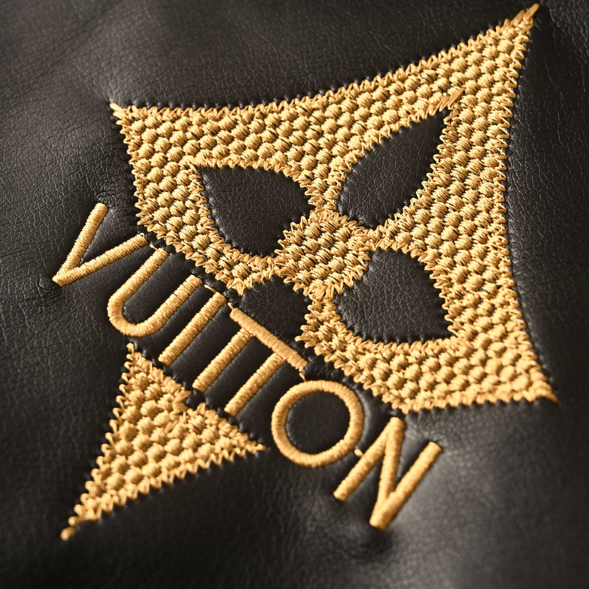 Louis Vuitton Black & Gold Embroidered Collared Leather Jacket | Statement Luxury Outerwear & Designer Streetwear