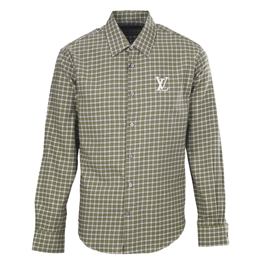 Louis Vuitton Reflective Logo Plaid Long-Sleeve Shirt | Front & Back Detail, Designer Streetwear & Casual Layering