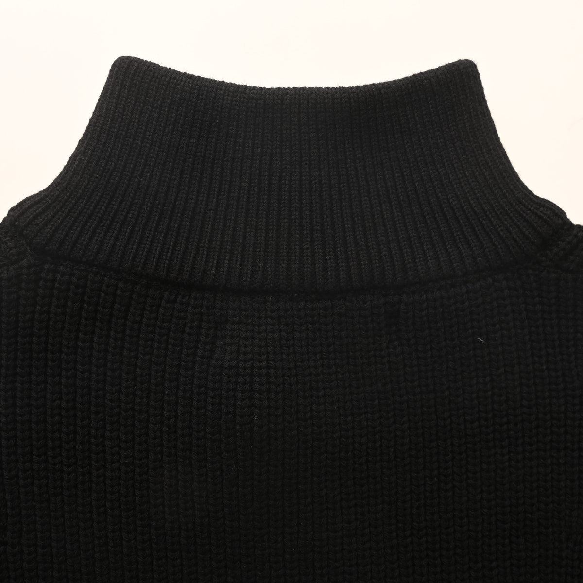 Louis Vuitton Black Cotton-Nylon Half-Zip Sweater, Unisex High-Neck Textured Knit Pullover with Tonal Damier Detailing and Ribbed Cuffs