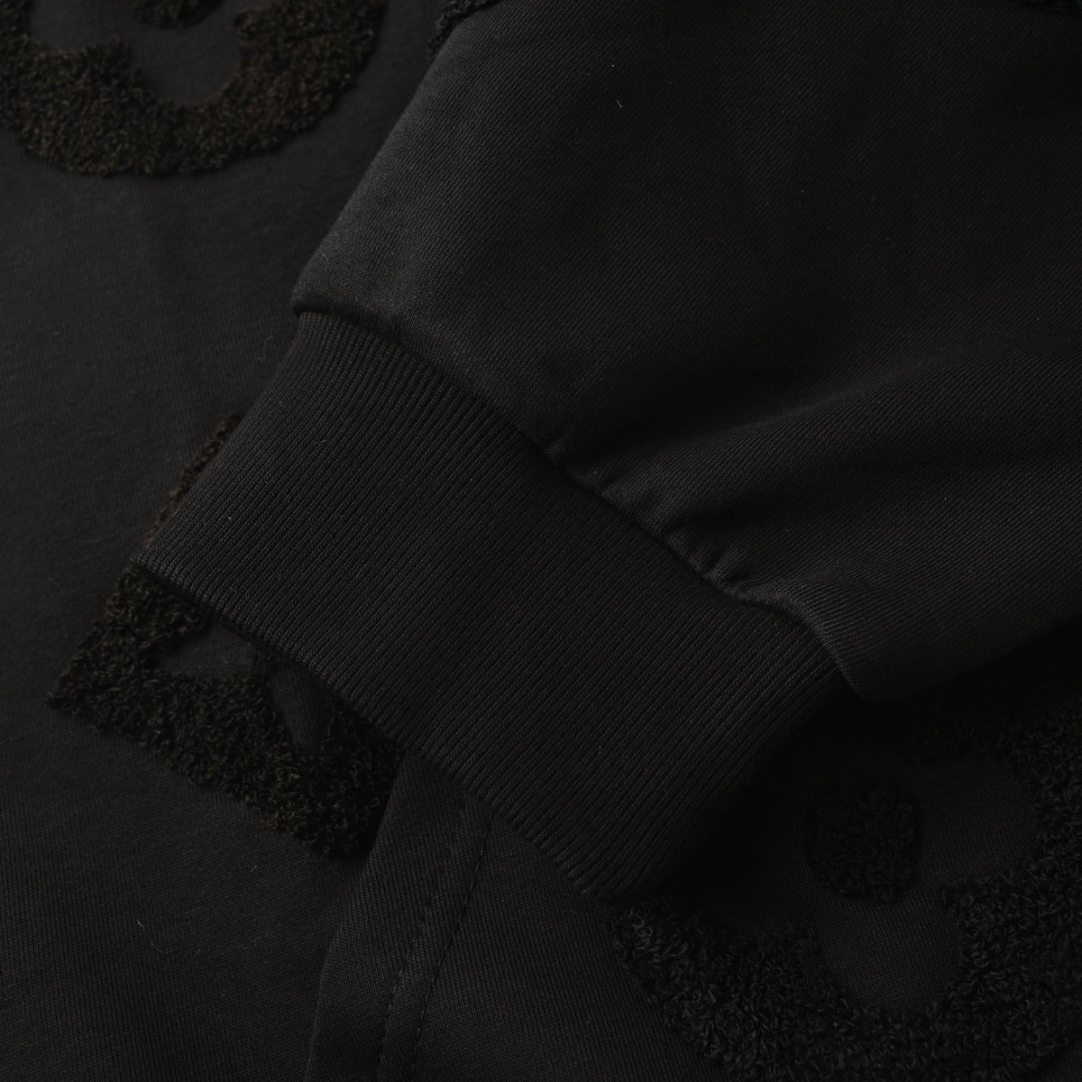 Louis Vuitton Black Tonal Monogram Embroidered Zip-Up Hoodie, Heavyweight Relaxed-Fit Hooded Jacket with Raised Terry Logo Streetwear Detailing