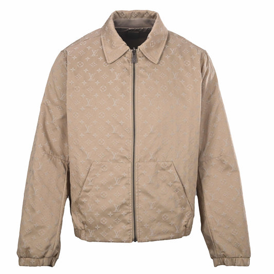 Louis Vuitton Checkerboard Reversible Jacket with Leather Collar & Cinched Waist | Luxury Designer Outerwear
