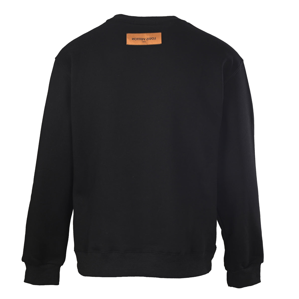 Louis Vuitton Black Hot Air Balloon Graphic Sweatshirt, Oversized Unisex Cotton Crewneck with Raised Puff Print and Travel Sketch Motifs