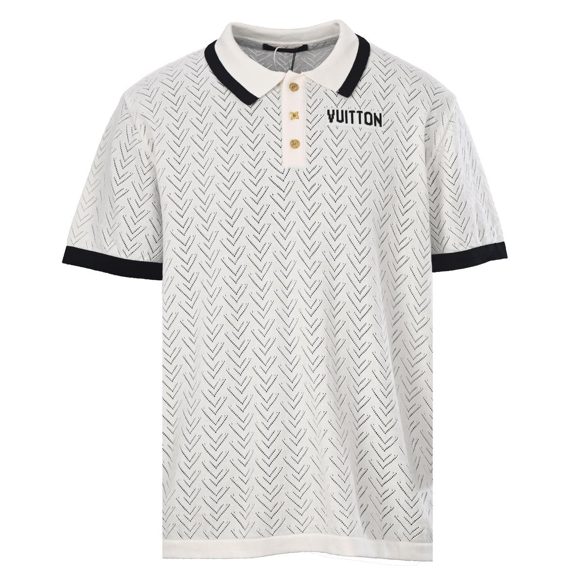Louis Vuitton Openwork Letter Jacquard Knit Polo | Luxury Resort Wear