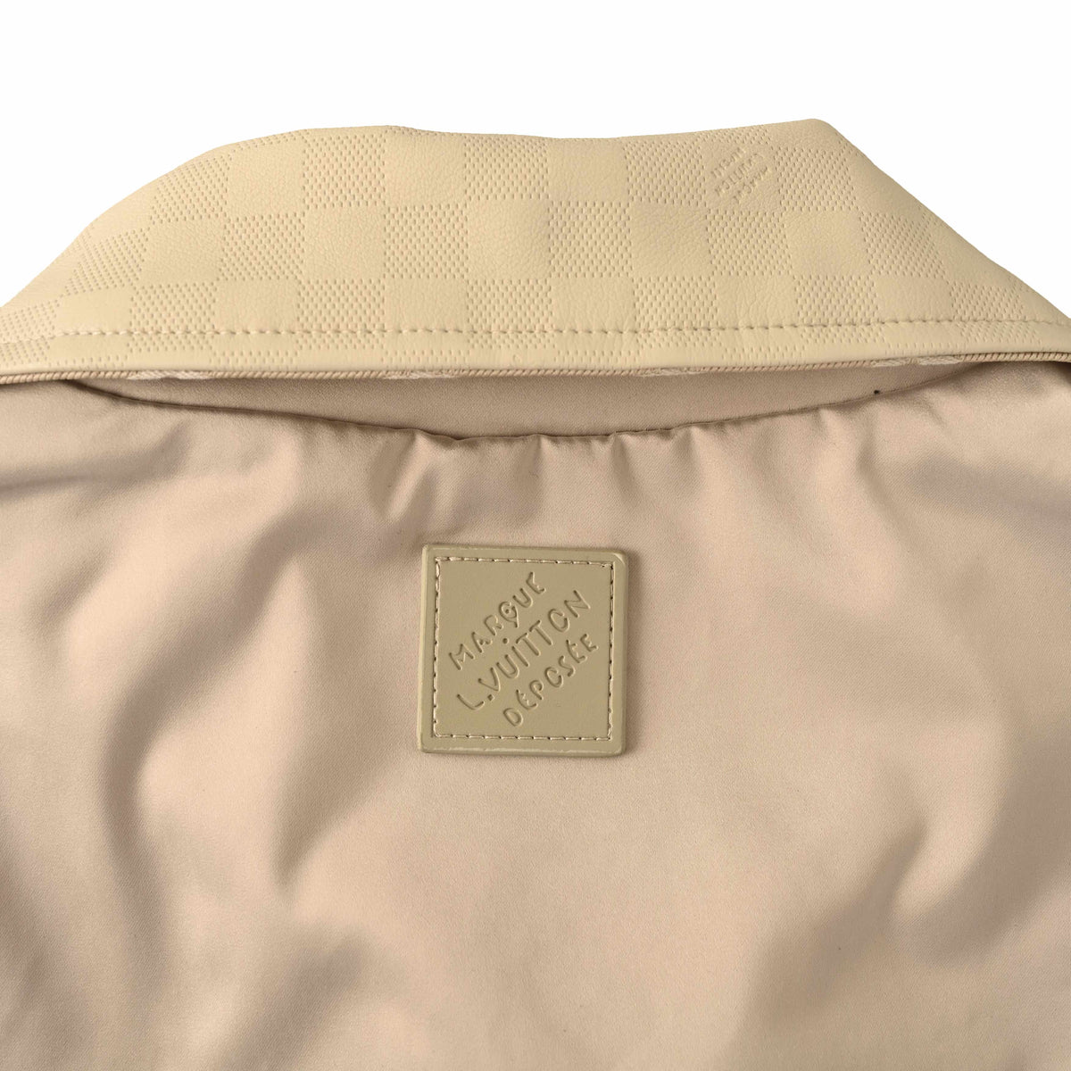 Louis Vuitton Checkerboard Reversible Jacket with Leather Collar & Cinched Waist | Luxury Designer Outerwear