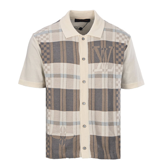 Louis Vuitton Check Jacquard Knit Short-Sleeve Shirt | Luxury Resort Style