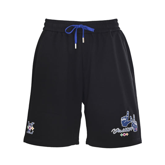 Louis Vuitton Blue Gesture & Letter Print Shorts | Designer Summer Style