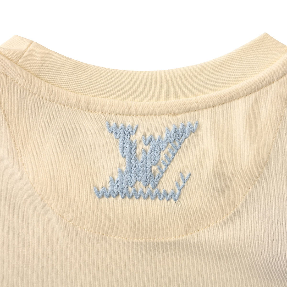 Louis Vuitton Blue Knit Embroidered Short-Sleeve T-Shirt | Designer Casual