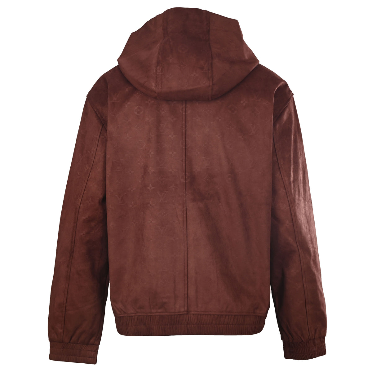 Louis Vuitton Monogram Embossed Suede Leather Hooded Jacket | All-Over Pattern Designer Outerwear for Casual Streetwear