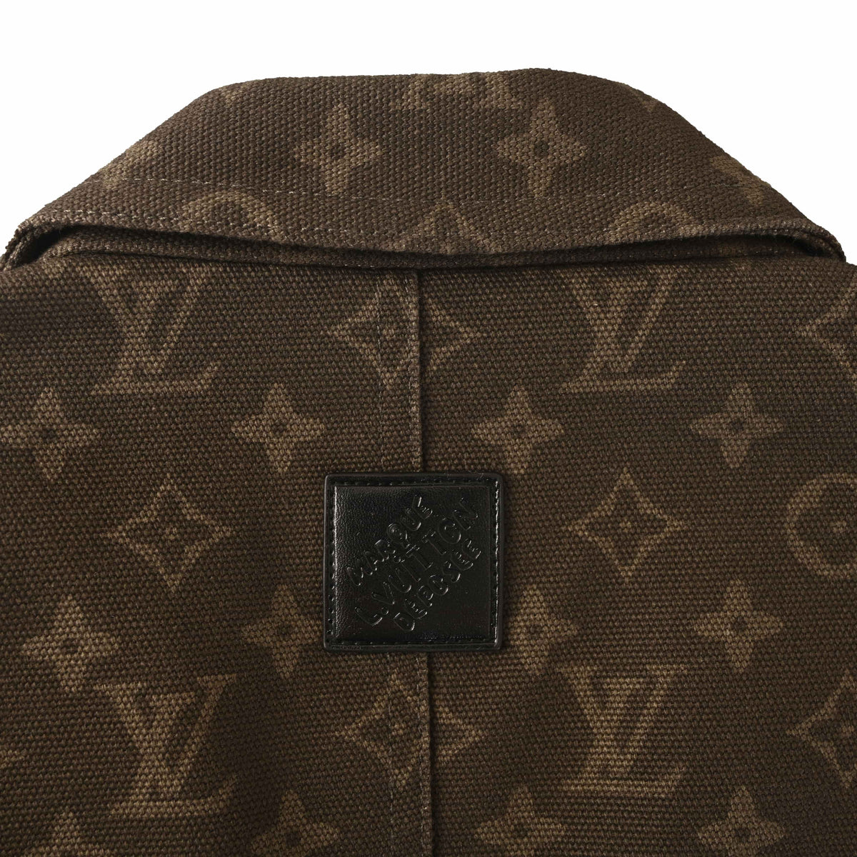 Louis Vuitton Dark Brown Monogram Denim Blazer, Wax-Finish Cotton Single-Breasted Suit Jacket with Notch Lapels and Tailored Fit